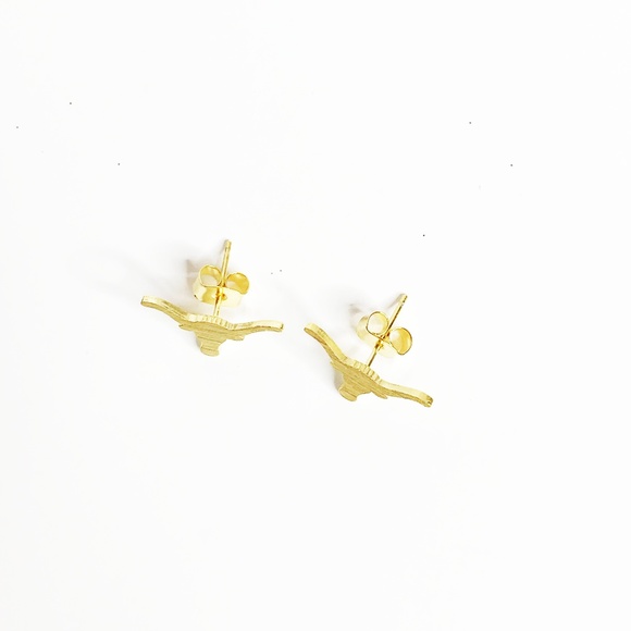 Golden Longhorn Studs - Picture 2 of 2